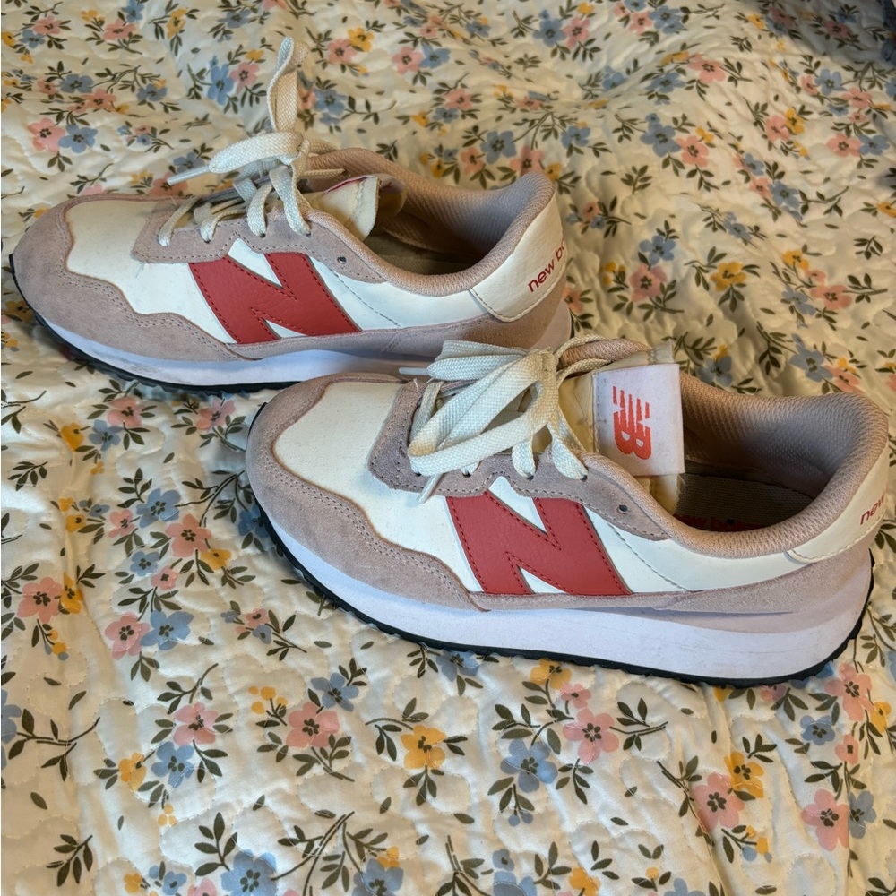 New Balance White and Red Sneakers